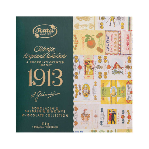 Šokoladinių saldainių rinkinys „Istorija, kvepianti šokoladu“, 115 g.