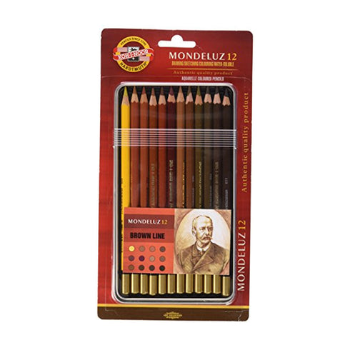 Akvareliniai pieštukai "Mondeluz 12 Brown Line" Koh-I-Noor, 12 spalvų