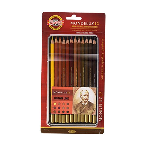 Akvareliniai pieštukai "Mondeluz 12 Brown Line" Koh-I-Noor, 12 spalvų