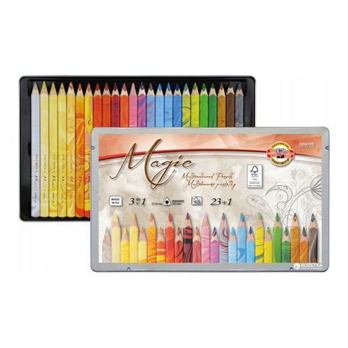 Pieštukų su įvairiaspalve šerdele rinkinys „MAGIC“ Koh-I-Noor, 3in1, 23+1 spalvų