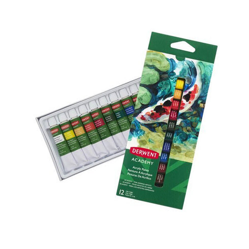 Akriliniai daža DERWENT ACADEMY, 12x12ml