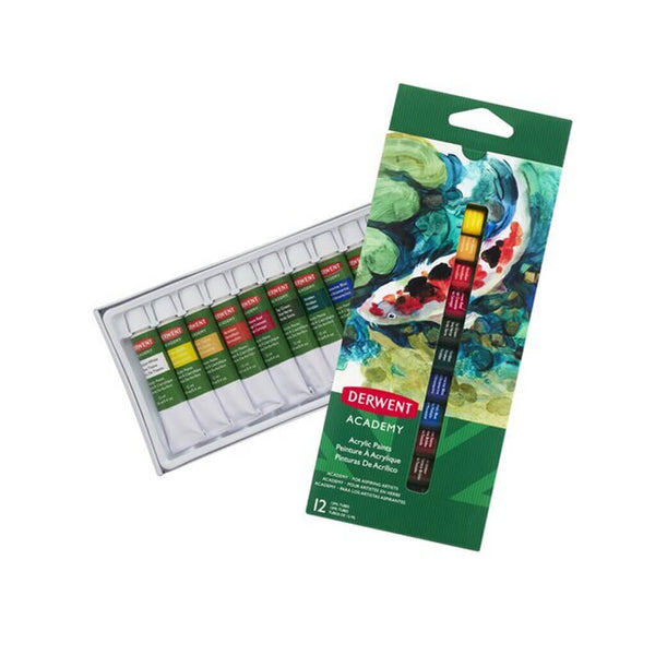 Akriliniai daža DERWENT ACADEMY, 12x12ml