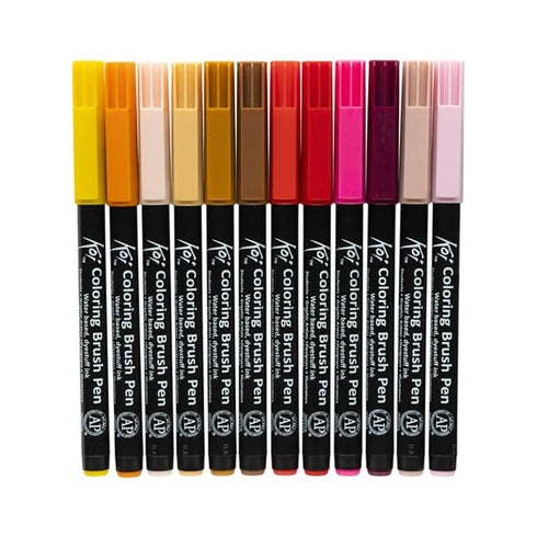 Flomasterių-teptukų rinkinys KOI , 12 spalvų