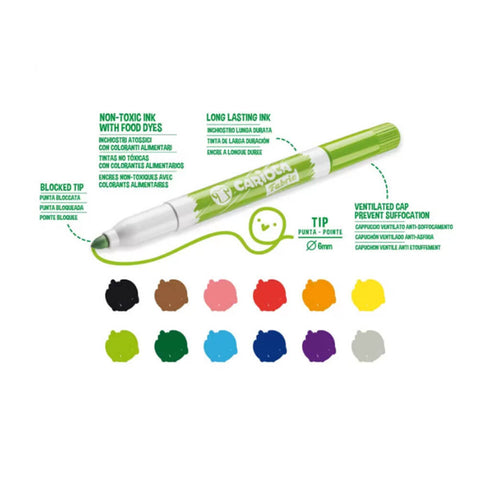 Žymekliai audiniams-tekstilei CARIOCA FABRIC, 6mm., 12 spalvų