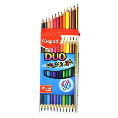 Dvipusiai pieštukai MAPED DUO COLOR PEPS, 12 vnt. - 24 spalvos