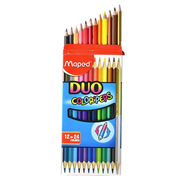 Dvipusiai pieštukai MAPED DUO COLOR PEPS, 12 vnt. - 24 spalvos