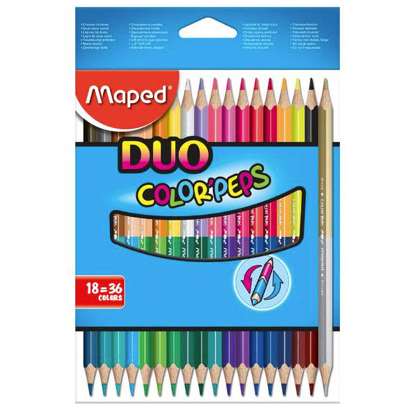 Spalvoti pieštukai COLOR PEPS DUO, Maped, 18 pieštukų – 36 spalvos