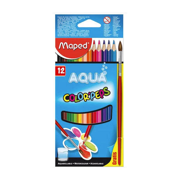 Akvareliniai pieštukai COLOR PEPS AQUA, Maped, 12 spalvų