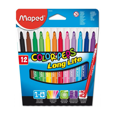 Flomasterių rinkinys COLOR PEPS LONG LIFE, 12 spalvų