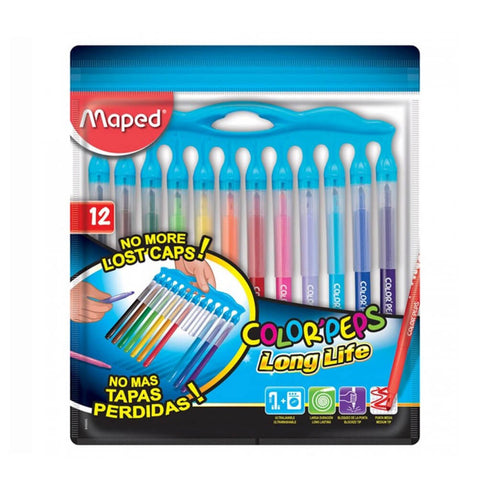 Flomasterių rinkinys COLOR PEPS LONG LIFE, 12 spalvų