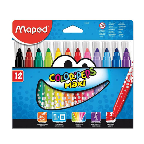 Flomasterių rinkinys COLOR PEPS MAXI, 12 spalvų