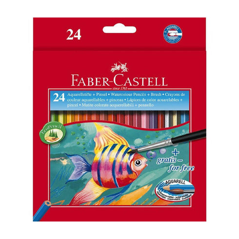 Akvareliniai pieštukai su teptuku Faber Castell, 24 spalvų