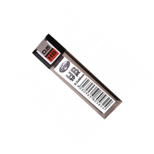 Grafitas mechaniams pieštukams, CENTRUM, 0,5 mm., 60 mm., 12 vnt, minkštumas-HB