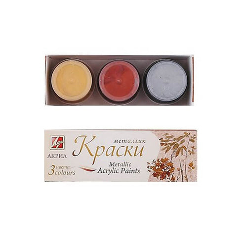 Akriliniai dažai „Metallic acrylic paints“ metalizuotų sp. LUČ, 3 sp. 15 ml