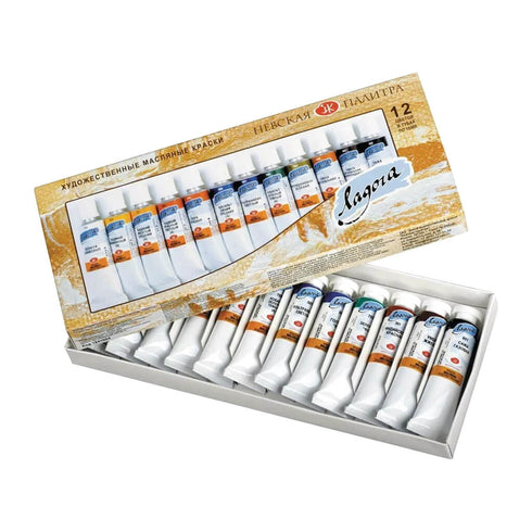 Aliejinių dažų rinkinys "Ladoga", 12 spalvų. po 18 ml.