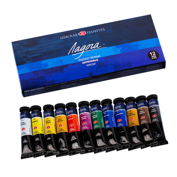 Akrilinių dažų rinkinys LADOGA 10 sp, 12 sp.