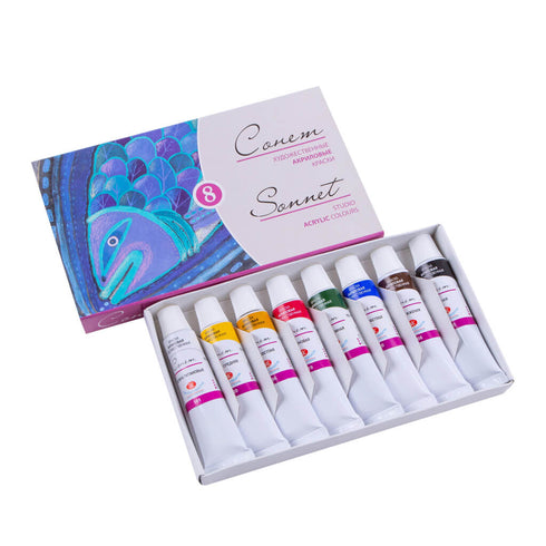 Akrilinių dažų rinkinys SONET 8 sp. po 10 ml.