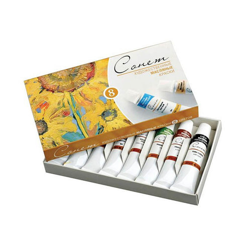 Aliejinių dažų rinkinys "SONET" tūtelėse, 8 sp. po 10 ml.