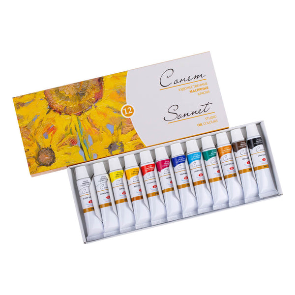 Aliejinių dažų rinkinys "SONET" tūtelėse, 12 sp. po 10 ml.
