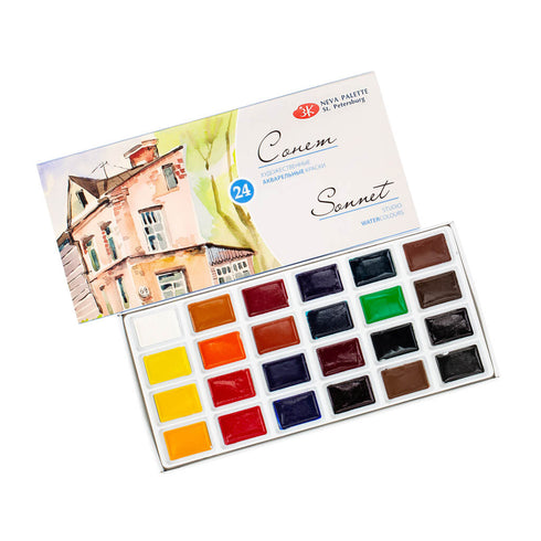 Akvarelė „Sonnet“, Nievskaja Palitra, 24 spalvos