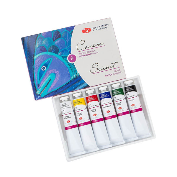 Akrilinių dažų rinkinys SONET 6 sp. po 46 ml.