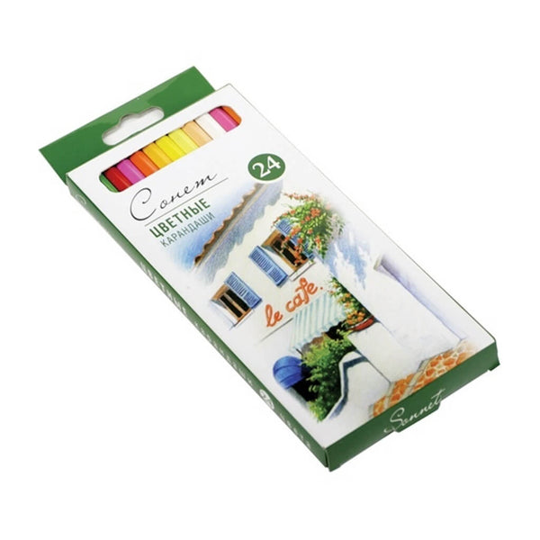 Spalvotų profesionalinių pieštukų rinkinys "Sonet", 24 spalvos