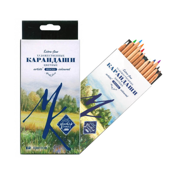 Spalvotų profesionalinių pieštukų rinkinys dailei "Master Klas", 12 spalvų