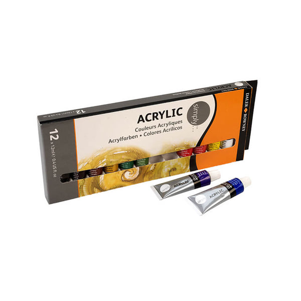 Akrilinių dažų rinkinys „SIMPLY“, Daler-Rowney, 12 sp. po 12 ml.