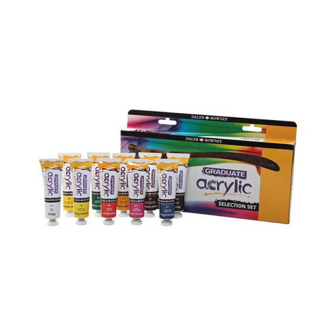 Akrilinių dažų rinkinys „GRADUATE ACRYLIC“, Daler-Rowney, 10 sp. po 38 ml.