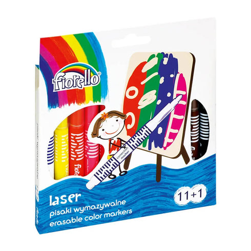 Ištrinami flomasteriai FIORELLO LASER su trynikliu, 11+1