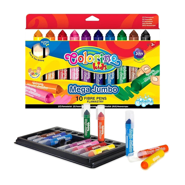 Flomasterių rinkinys COLORINO KIDS MEGA JUMBO, 10 spalvų