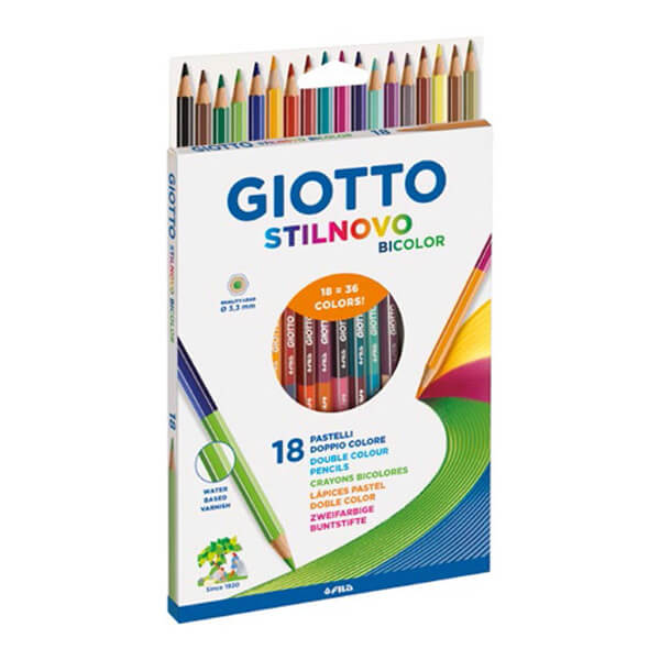 Dvispalviai pieštukai GIOTTO STILNOVO BICOLOR, 18 vnt. - 36 spalvų