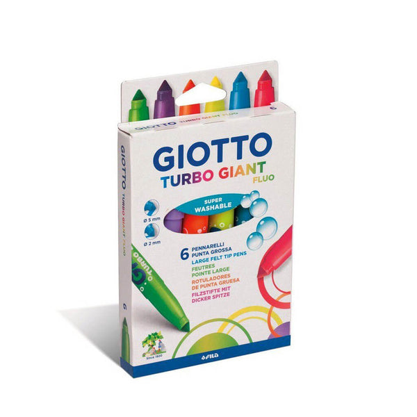Stori flomasteriai GIOTTO TURBO GIANT FLUO, 6 spalvos