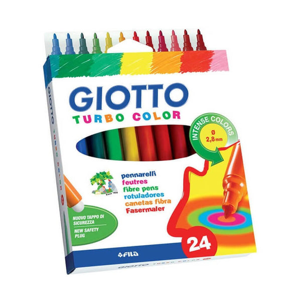 Ryškių spalvų flomasteriai, GIOTTO TURBO COLOR, 24 spalvų