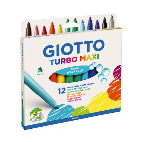 Flomasteriai GIOTTO TURBO MAXI, 12 spalvų