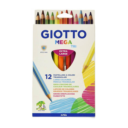 Spalvoti ergonomiški pieštukai GIOTTO MEGA-TRI, 12 spalvų