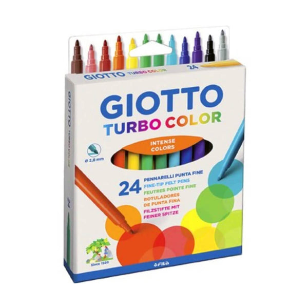 Ryškių spalvų flomasteriai, GIOTTO TURBO COLOR, 24 spalvų
