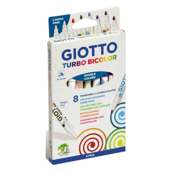 Spalvą keičiantys flomasteriai, GIOTTO TURBO BICOLOR, 8 spalvos