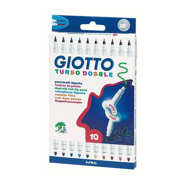 Dvigubi flomasteriai, GIOTTO TURBO DOBBLE, 10 spalvų