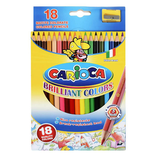 Spalvoti pieštukai su drožtuku CARIOCA BRILLIANT COLORS, 18 spalvų