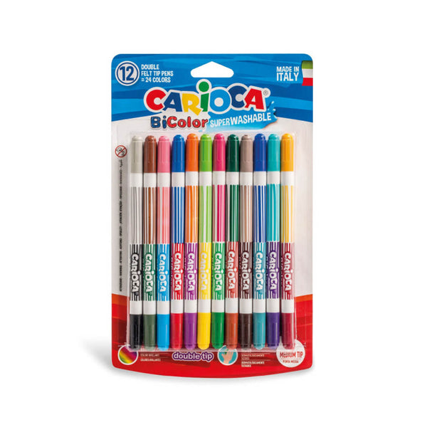 Dvigubi flomasteriai CARIOCA BICOLOR SUPERWASHABLE, 12 spalvų