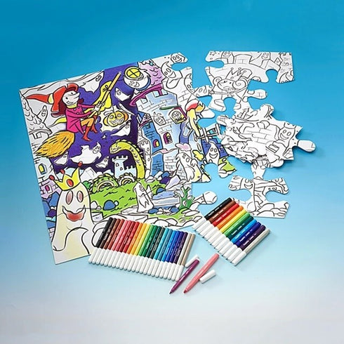 Spalvinimo rinkinys – dėlionė Carioca MONSTERS, 35 detalės, 24 sp. flomasteriai, 12 sp.