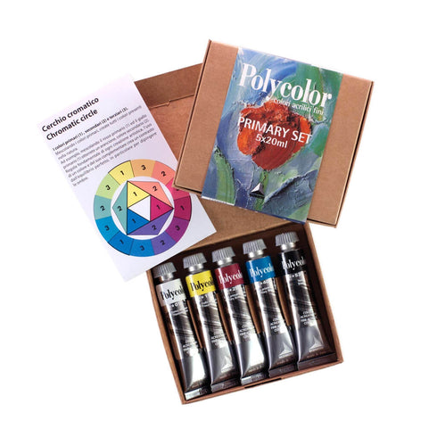 Akrilinių dažų rinkinys „POLYCOLOR PRIMARY SET“, Maimeri, 6 sp. po 20 ml.