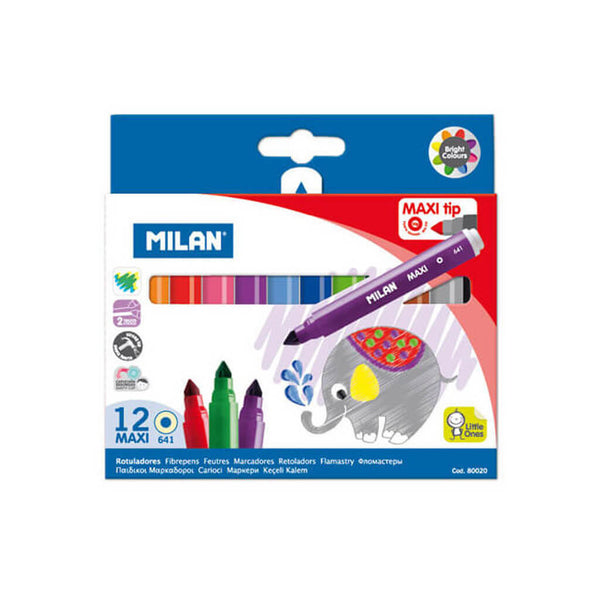 Flomasteriai 12 MAXI. MILAN, 12 spalvų