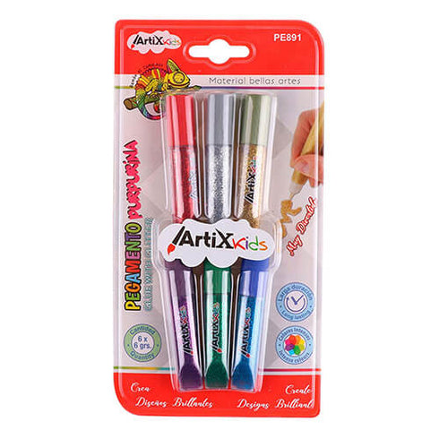 Klijai su blizgučiais GLITTER GLUE , ArtixKids, 6 spalvų
