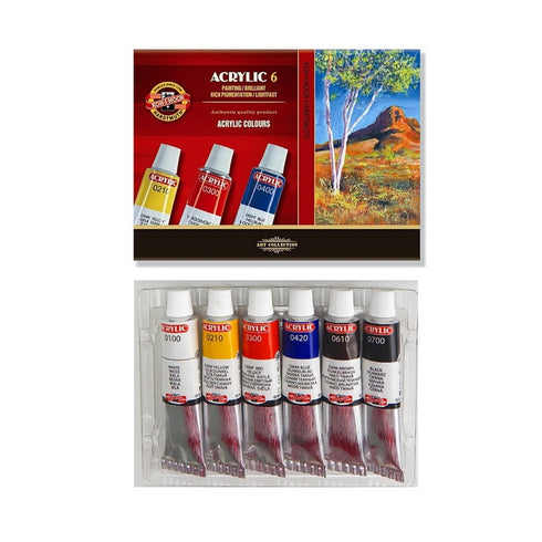 Akrilinių dažų rinkinys ACRYLIC 6, Koh-I-Noor, 6 sp. po 16 ml.
