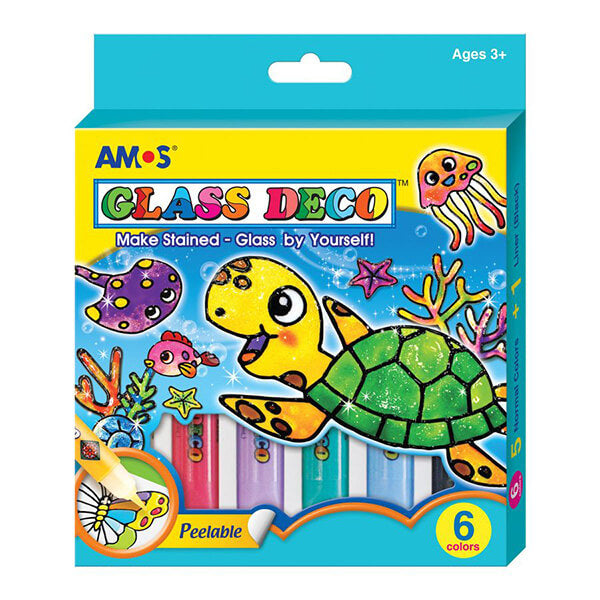Stiklo dekoravimo rinkinys su formelėmis - GLASS DECO, AMOS, 6 spalvų