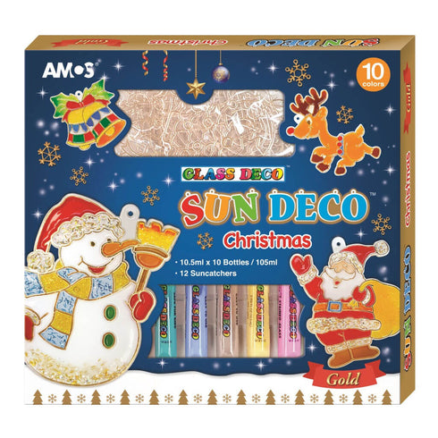 Dekoratyvinių vitražinių dažų rinkinys saulės atšvaitams gaminti – SUN DECO „Kalėdos“ / kalėdinė dovana kalėdoms