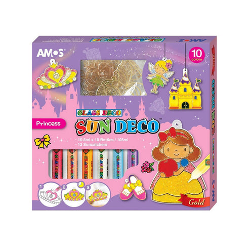 Dekoratyvinių vitražinių dažų rinkinys saulės atšvaitams gaminti – SUN DECO „Princesė“ / kalėdinė dovana kalėdoms