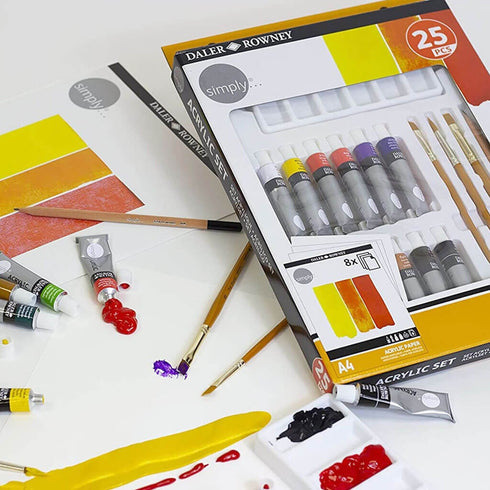 Akrilinių dažų rinkinys „SIMPLY“, Daler-Rowney, 12 sp. po 12 ml.